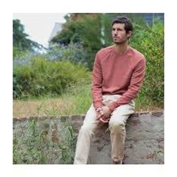 Outerknown Sur Sweatshirt Large Red Hemp Organic Cotton French Terry Raglan EUC